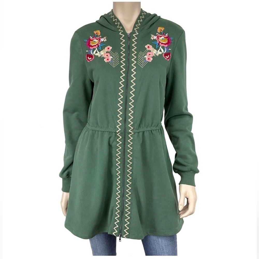 Solitaire Green Embroidered Utility Jacket